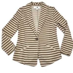 Caslon Nordstrom Cotton Blend Knit Striped One Button Casual Blazer Jacket Small